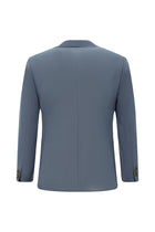Açıq Mavi 7 damcı Super Slim Fit Əlavə Dar Kəsilmiş Yun Damalı Elastik Bel İpli Vafli Kostyum