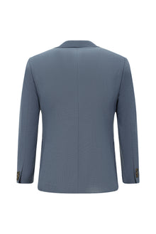 Açıq Mavi 7 damcı Super Slim Fit Əlavə Dar Kəsilmiş Yun Damalı Elastik Bel İpli Vafli Kostyum