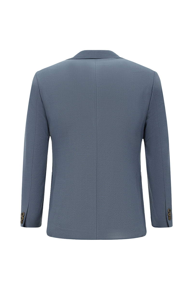 Açıq Mavi 7 damcı Super Slim Fit Əlavə Dar Kəsilmiş Yun Damalı Elastik Bel İpli Vafli Kostyum