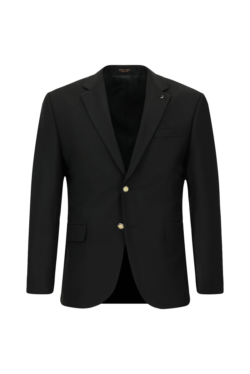 Qara 7 damcı incə uyğun dar kəsimli yun blazer gödəkçə