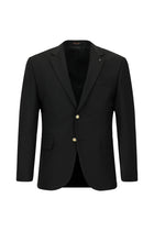 Qara 6 damcı Adi Uyğun Standart Kəsilmiş Yun Blazer Gödəkçə