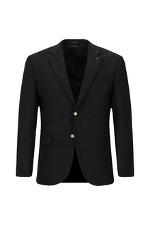 Qara 6 damcı Adi Uyğun Standart Kəsilmiş Yun Blazer Gödəkçə
