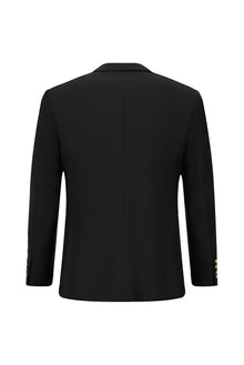 Qara 7 damcı incə uyğun dar kəsimli yun blazer gödəkçə