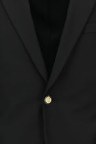 Qara 7 damcı incə uyğun dar kəsimli yun blazer gödəkçə
