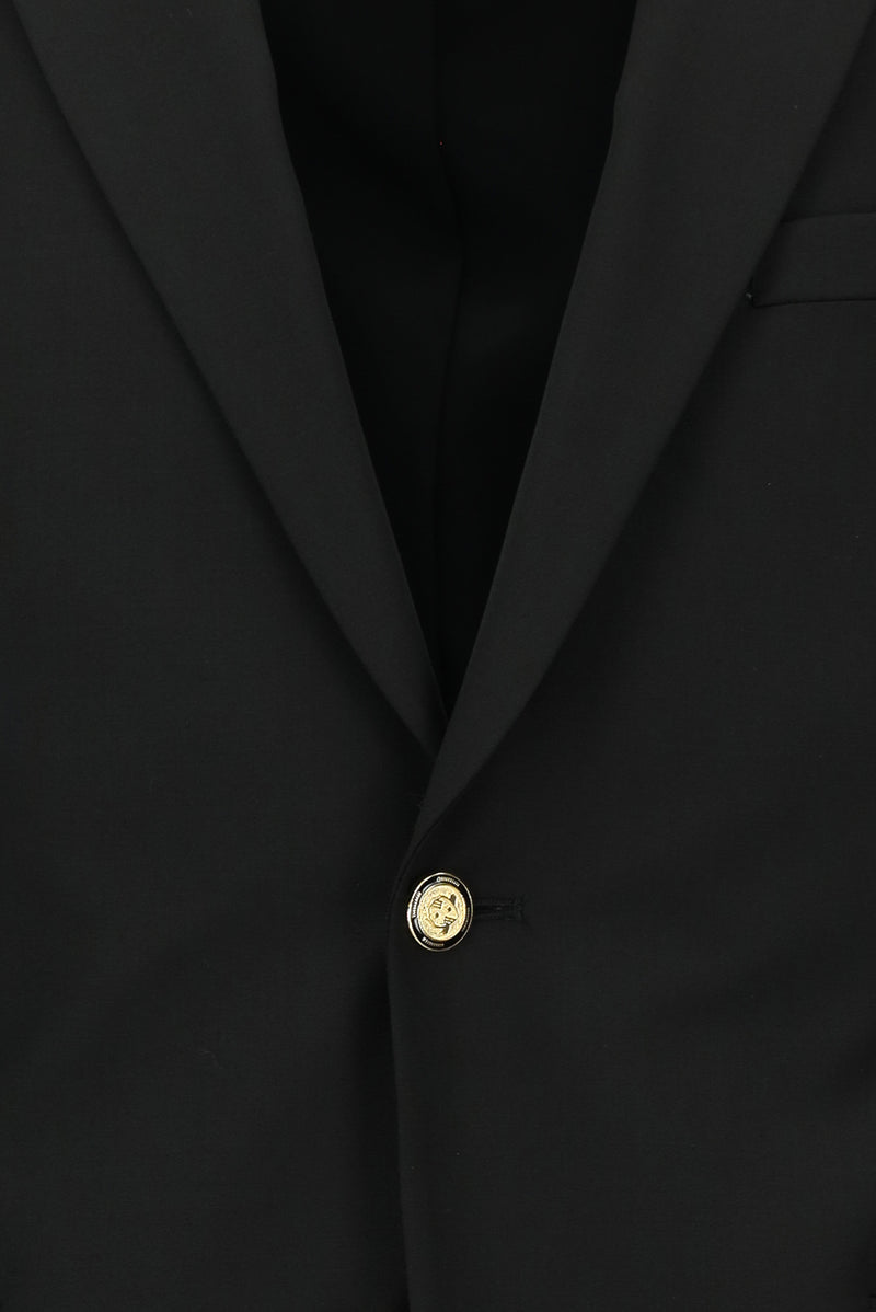 Qara 7 damcı incə uyğun dar kəsimli yun blazer gödəkçə