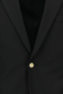 Qara 6 damcı Adi Uyğun Standart Kəsilmiş Yun Blazer Gödəkçə