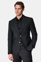 Qara 7 damcı incə uyğun dar kəsimli yun blazer gödəkçə