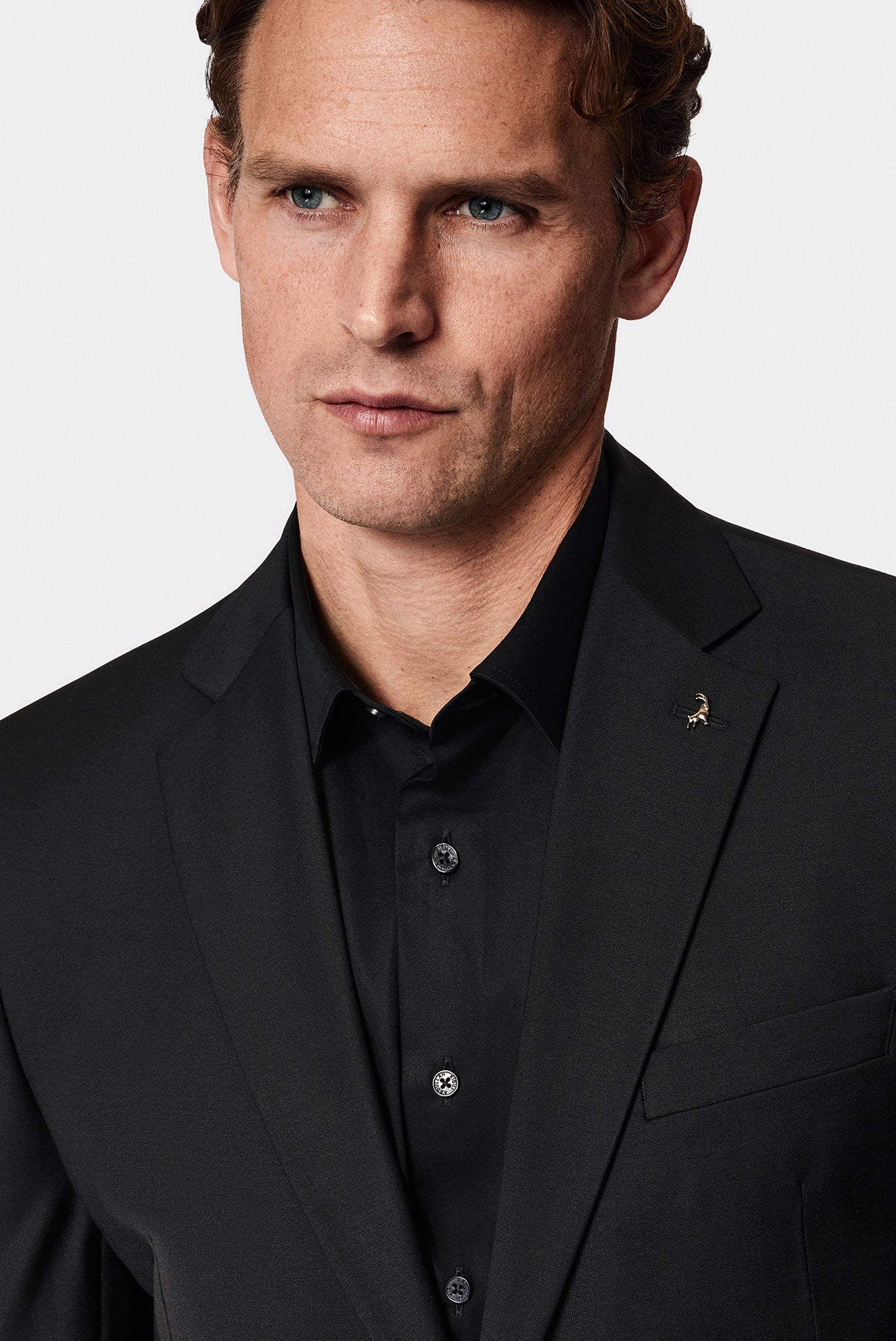 Qara 6 damcı Adi Uyğun Standart Kəsilmiş Yun Blazer Gödəkçə
