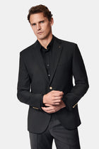 Qara 7 damcı incə uyğun dar kəsimli yun blazer gödəkçə