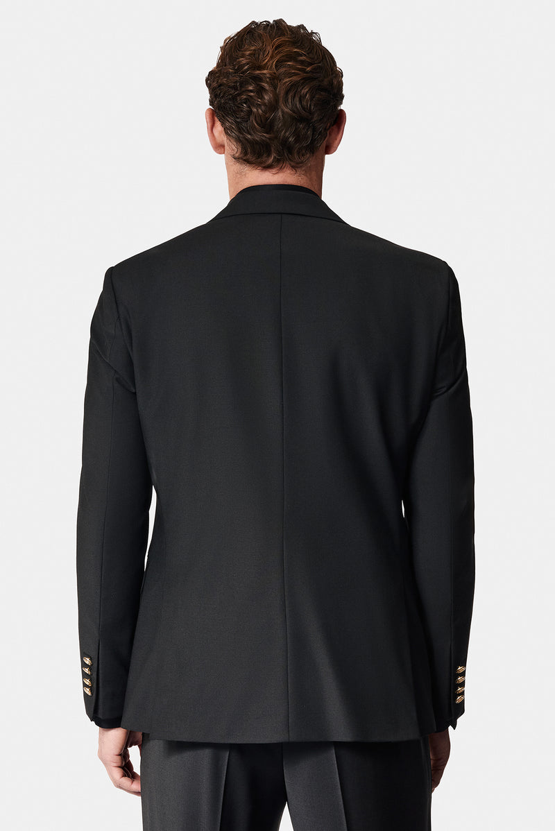 Qara 7 damcı incə uyğun dar kəsimli yun blazer gödəkçə