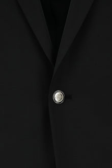 Qara 6 damcı Adi Uyğun Standart Kəsilmiş Yun Blazer Gödəkçə