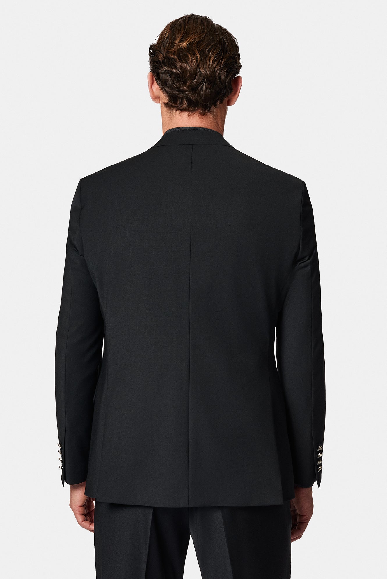 Qara 6 damcı Adi Uyğun Standart Kəsilmiş Yun Blazer Gödəkçə