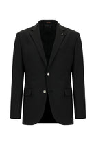 Qara 7 damcı incə uyğun dar kəsimli yun blazer gödəkçə