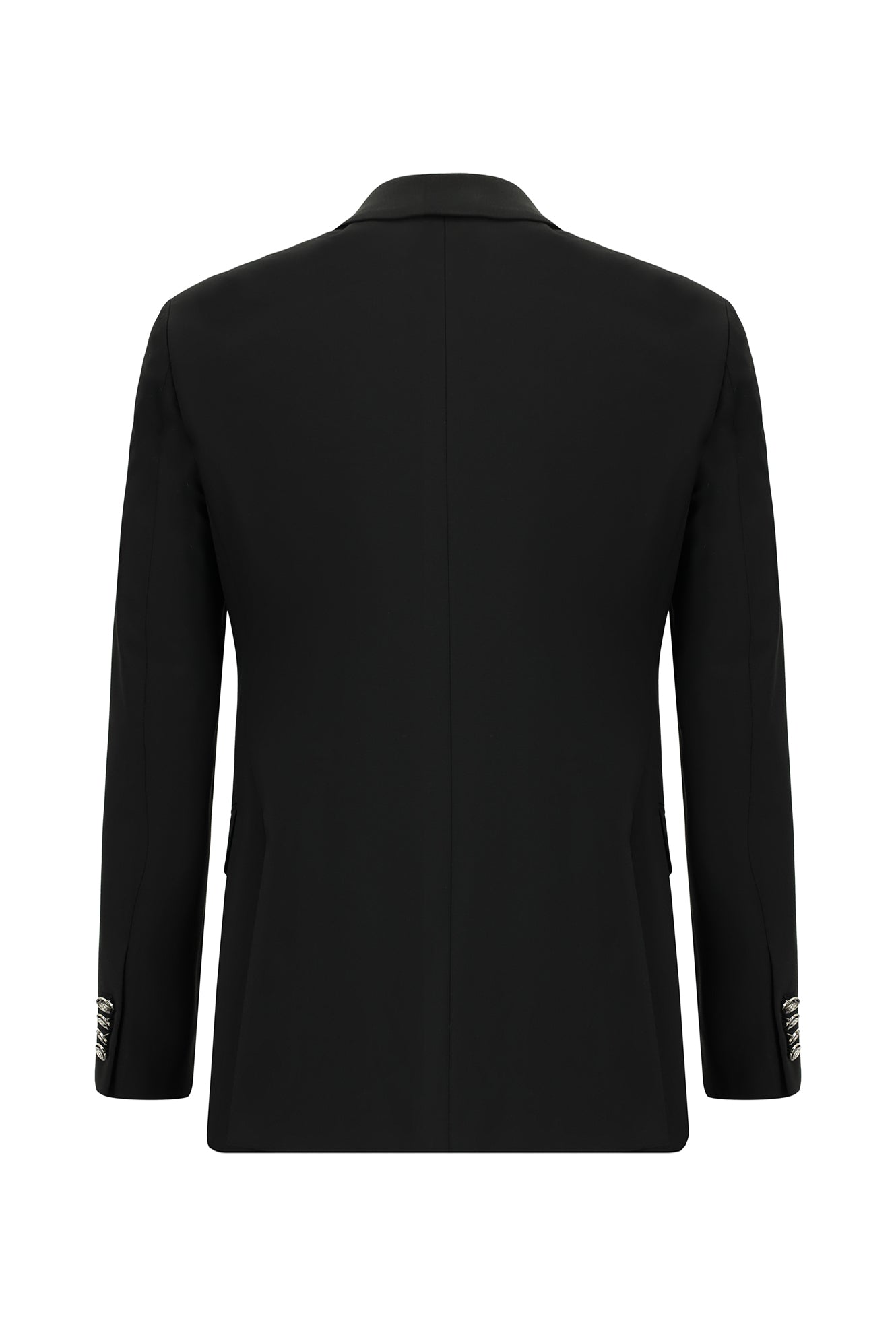 Qara 6 damcı Adi Uyğun Standart Kəsilmiş Yun Blazer Gödəkçə