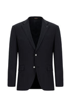 Tünd Dəniz 6 damcı Adi Uyğun Standart Kəsilmiş Yun Blazer Gödəkçə