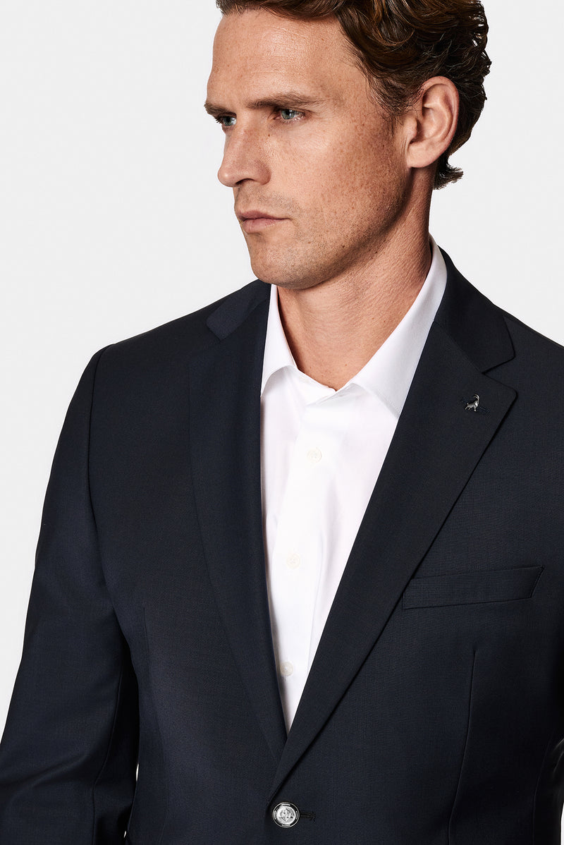 Tünd Dəniz 6 damcı Adi Uyğun Standart Kəsilmiş Yun Blazer Gödəkçə