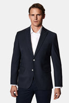 Tünd Dəniz 4 damcı rahat formalı yun blazer gödəkçə