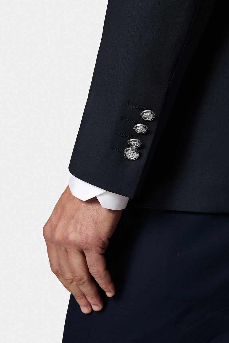 Tünd Dəniz 4 damcı rahat formalı yun blazer gödəkçə