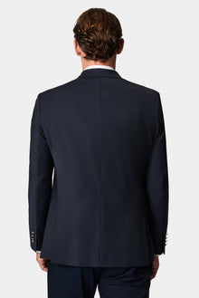 Tünd Dəniz 6 damcı Adi Uyğun Standart Kəsilmiş Yun Blazer Gödəkçə