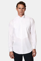 Ağ Ata Yaka Slim Fit Dar Kəsikli Pambıq Büzməli Köynək