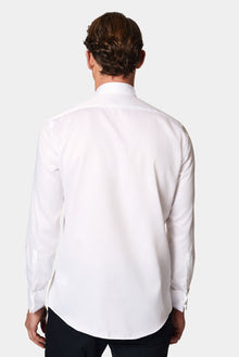 Ağ Ata Yaka Slim Fit Dar Kəsikli Pambıq Büzməli Köynək