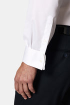 Ağ Ata Yaka Slim Fit Dar Kəsikli Pambıq Büzməli Köynək