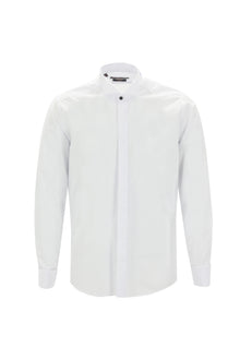 Ağ Ata Yaka Slim Fit Dar Kəsik Pambıq Köynək