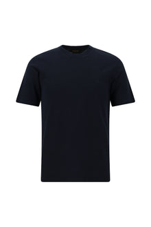 Tünd Dəniz Crew Boyunlu İncə Fit Dar Kəsik Naxışlı Pambıq Lyocell Futbolka