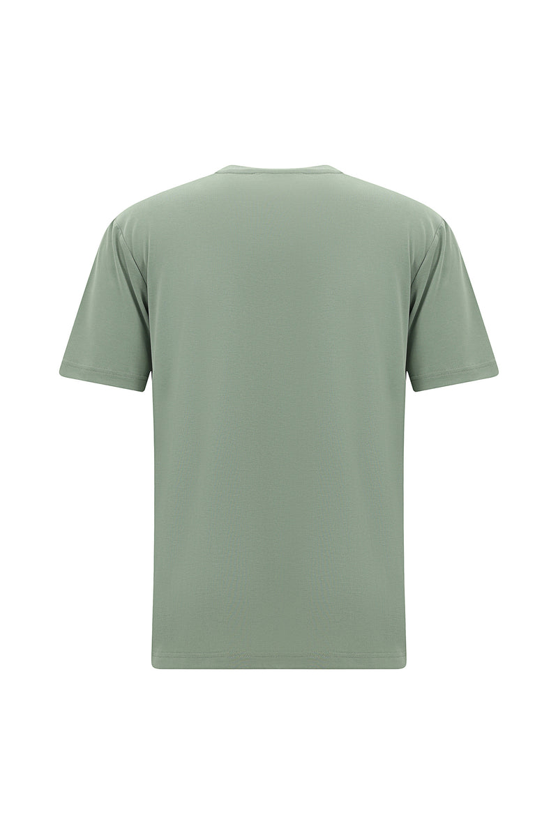 Çağla Yaşılı Crew Neck Slim Fit naxışlı futbolka