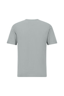 Orta Boz Crew Neck Slim Fit Dar Kəsik Naxışlı Merserizə Pambıq Örgü Futbolka