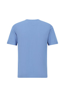 Mavi Crew Neck Slim Fit Dar Kəsik Naxışlı Merserizə Pambıq Örgü Futbolka