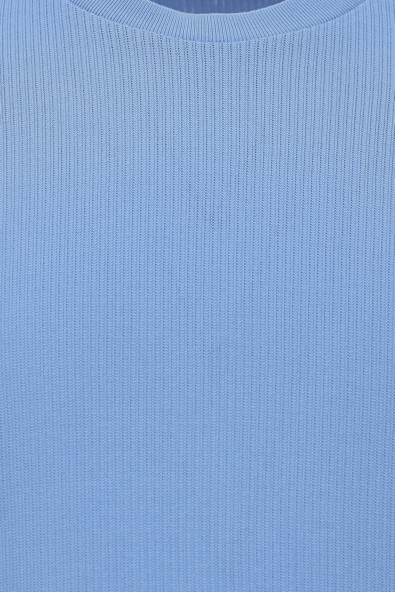 Mavi Crew Neck Slim Fit Dar Kəsik Naxışlı Merserizə Pambıq Örgü Futbolka
