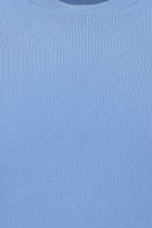 Mavi Crew Neck Slim Fit Dar Kəsik Naxışlı Merserizə Pambıq Örgü Futbolka