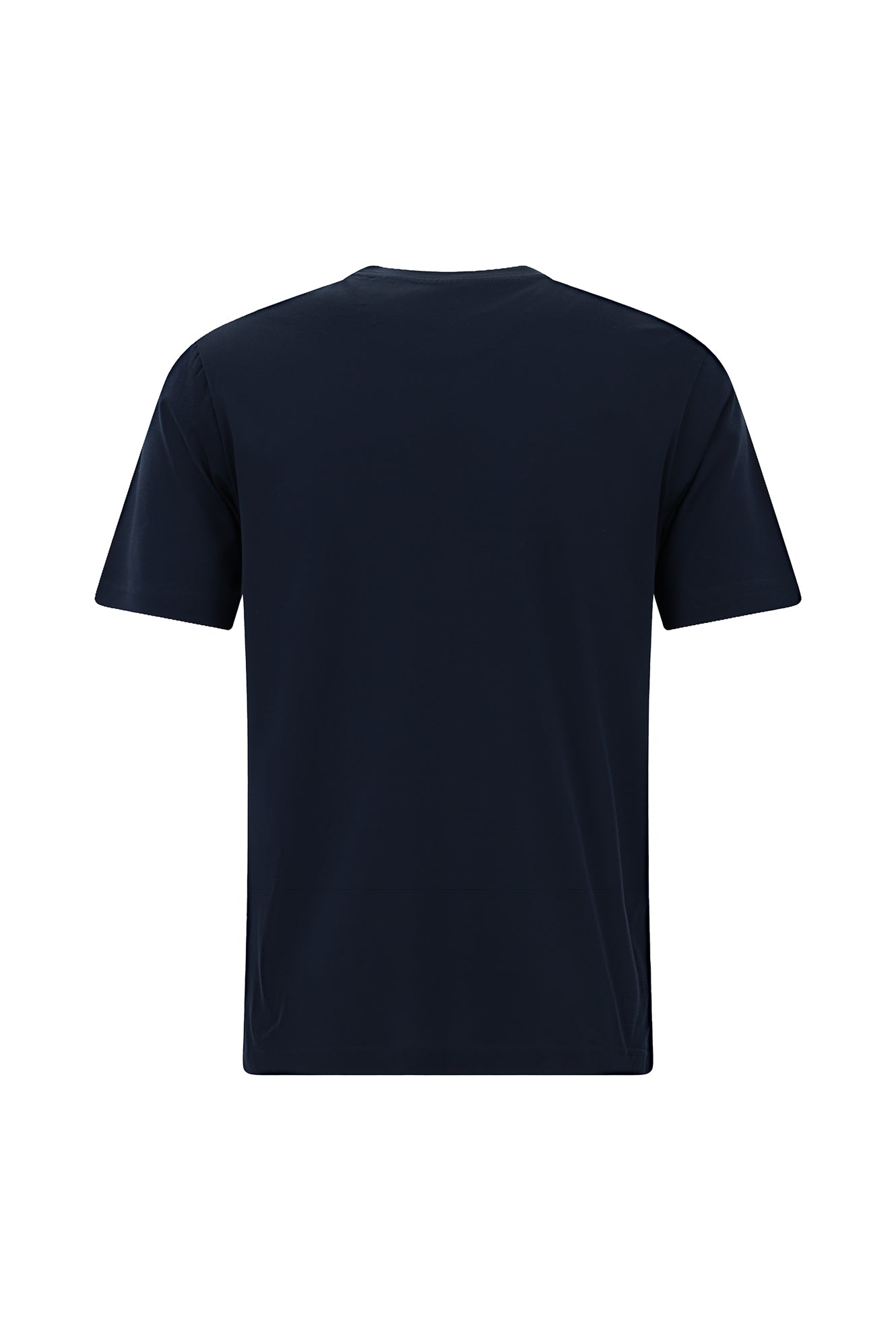 Tünd Dəniz Crew Neck Slim Fit Dar Kəsik Naxışlı Merserizə Pambıq Futbolka