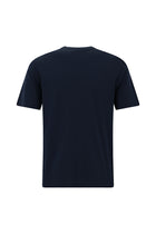 Tünd Dəniz Crew Neck Slim Fit Dar Kəsik Naxışlı Merserizə Pambıq Futbolka