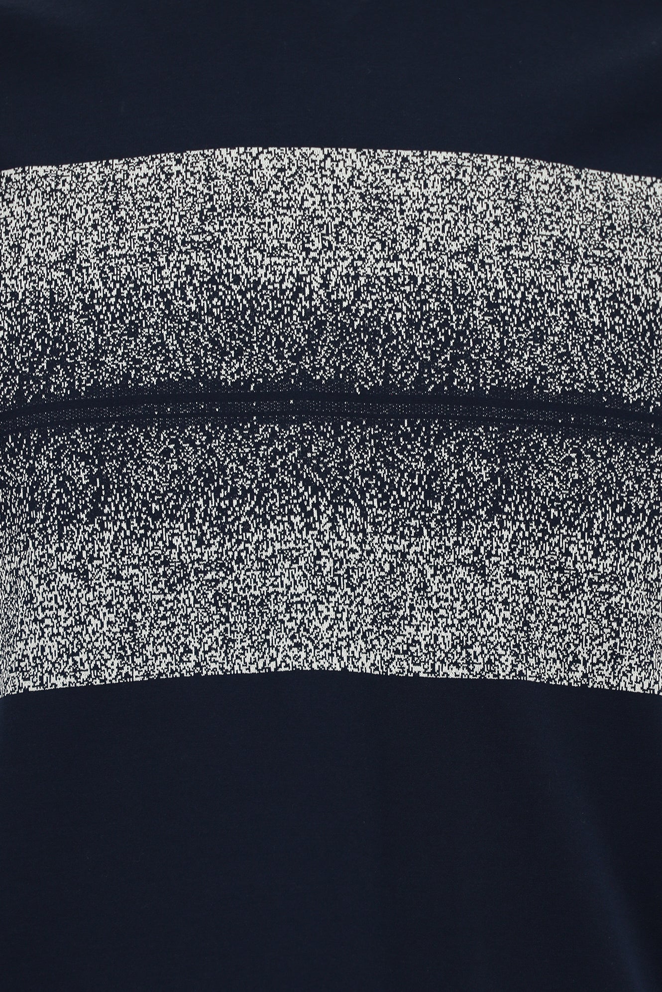 Tünd Dəniz Crew Neck Slim Fit Dar Kəsik Naxışlı Merserizə Pambıq Futbolka