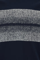 Tünd Dəniz Crew Neck Slim Fit Dar Kəsik Naxışlı Merserizə Pambıq Futbolka