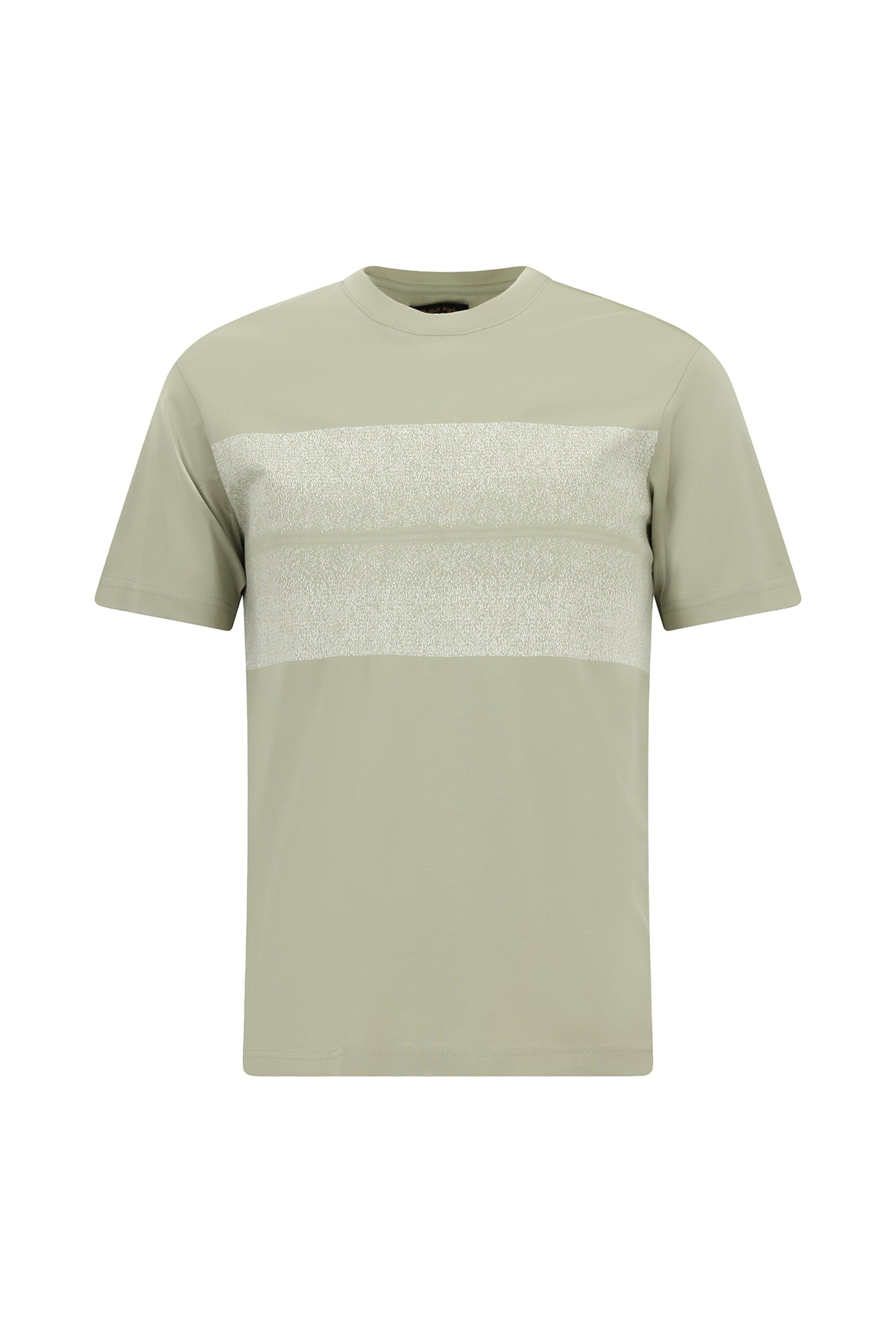 Kif Yaşılı Crew Neck Slim Fit Dar Kəsik Naxışlı Merserizə Pambıq Futbolka