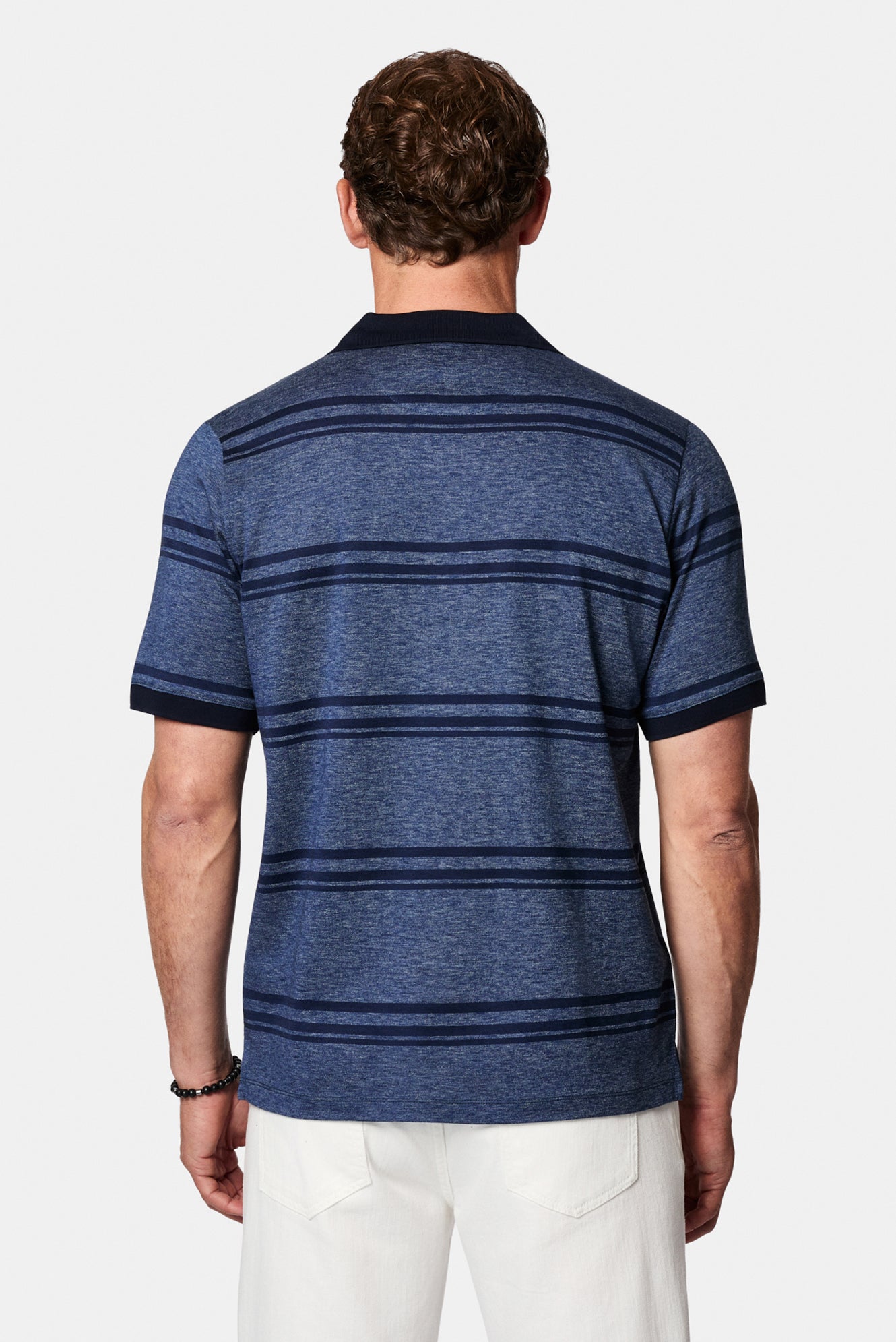 Açıq Dəniz Mavisi Adi Zolaqlı Cibli Merserizə Pambıq Polo Yaxalıqlı T-Shirt