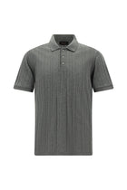 Orta Boz Melanj Slim Fit, Dar Kəsik, Merserləşdirilmiş Pambıq Naxışlı Polo Yaxalıqlı Futbolka