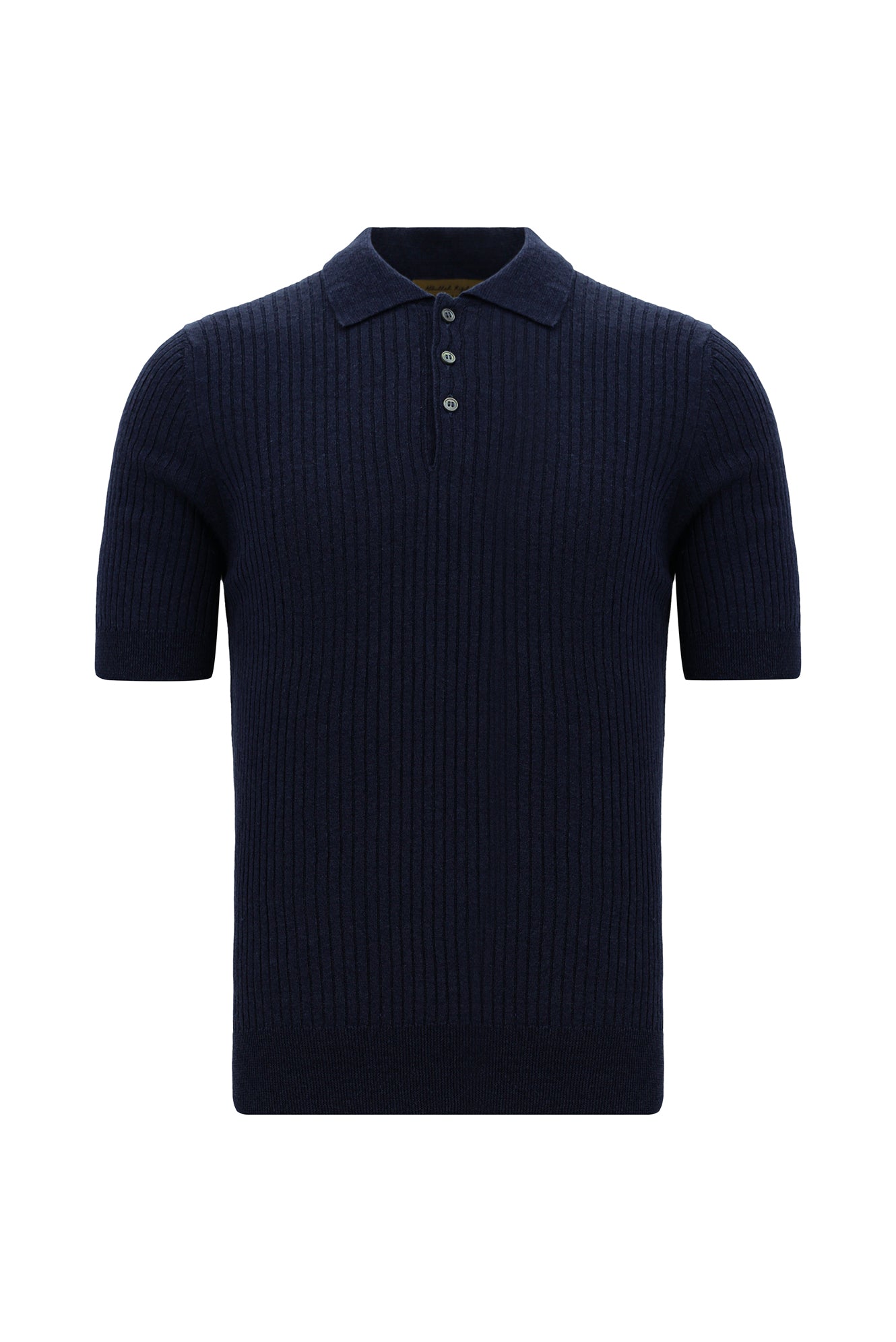 Tünd Dəniz Slim Fit, Dar Kəsik, Merserləşdirilmiş Pambıq Naxışlı Polo Yaxalıqlı Futbolka