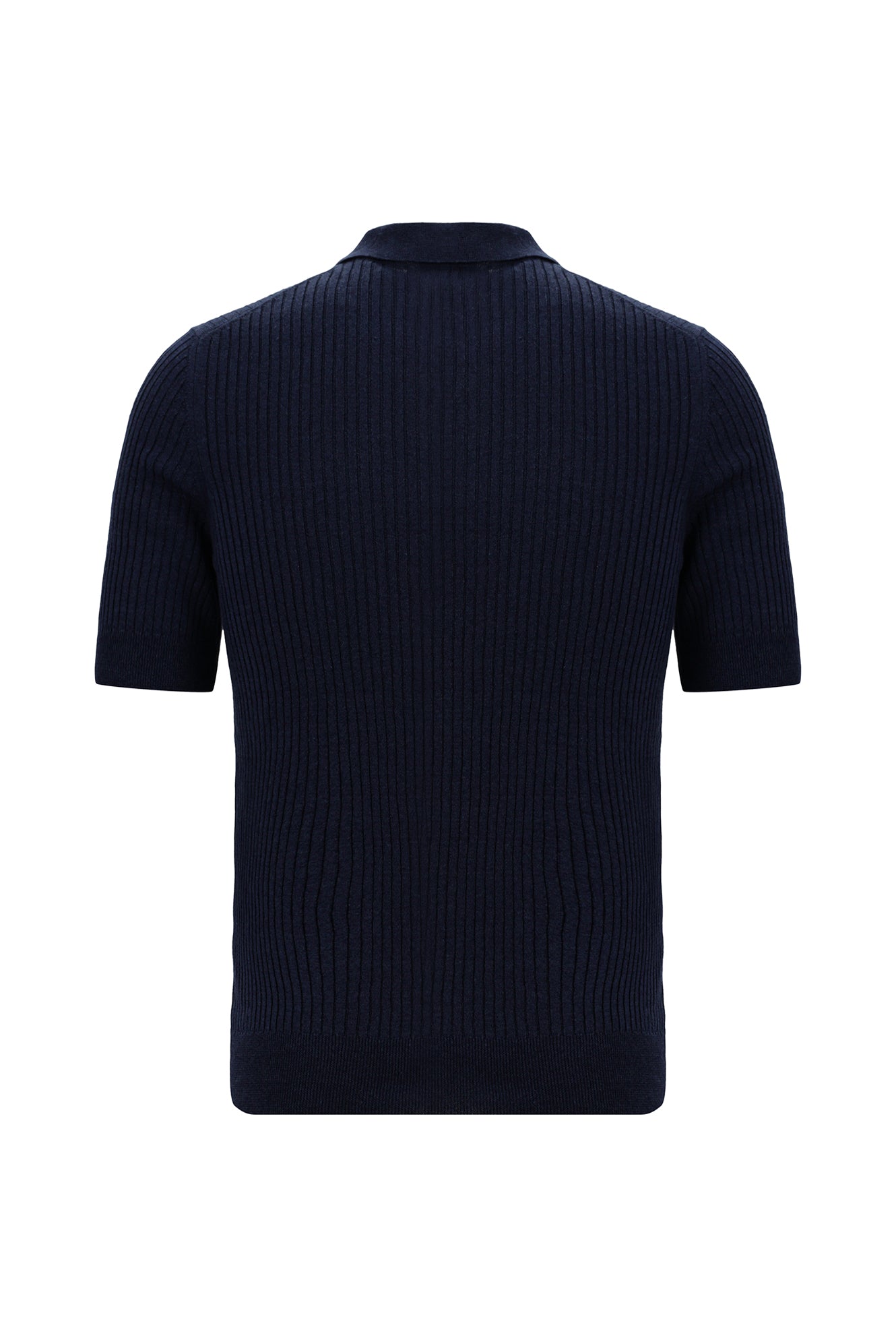 Tünd Dəniz Slim Fit, Dar Kəsik, Merserləşdirilmiş Pambıq Naxışlı Polo Yaxalıqlı Futbolka