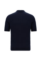 Tünd Dəniz Slim Fit, Dar Kəsik, Merserləşdirilmiş Pambıq Naxışlı Polo Yaxalıqlı Futbolka