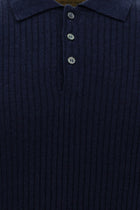Tünd Dəniz Slim Fit, Dar Kəsik, Merserləşdirilmiş Pambıq Naxışlı Polo Yaxalıqlı Futbolka