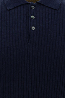 Tünd Dəniz Slim Fit, Dar Kəsik, Merserləşdirilmiş Pambıq Naxışlı Polo Yaxalıqlı Futbolka