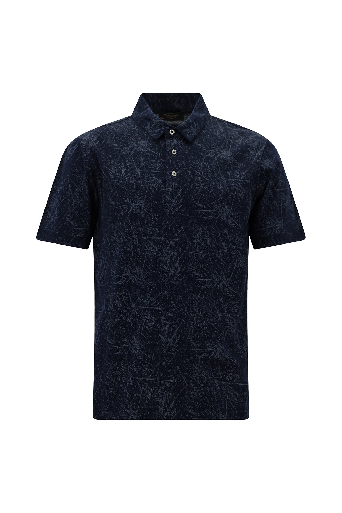 Tünd Dəniz Slim Fit naxışlı Merserizə edilmiş pambıq polo yaxalıqlı futbolka