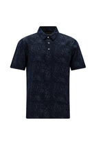 Tünd Dəniz Slim Fit naxışlı Merserizə edilmiş pambıq polo yaxalıqlı futbolka