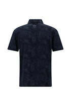 Tünd Dəniz Slim Fit naxışlı Merserizə edilmiş pambıq polo yaxalıqlı futbolka