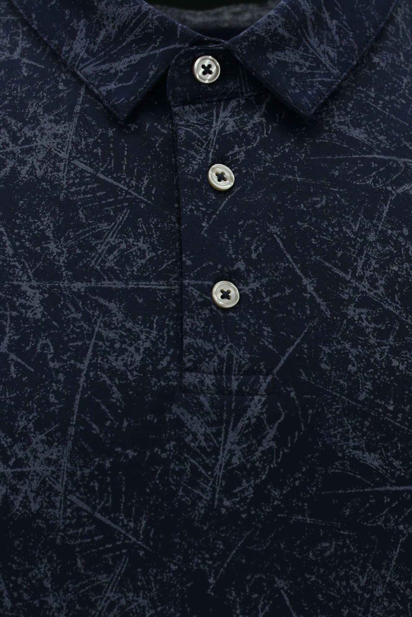Tünd Dəniz Slim Fit naxışlı Merserizə edilmiş pambıq polo yaxalıqlı futbolka