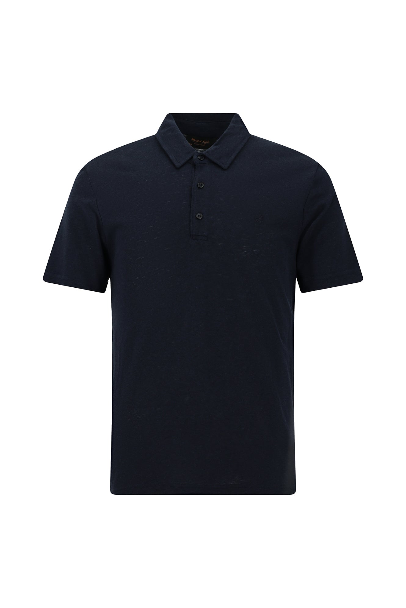 Tünd Dəniz Nazik Fit Naxışlı Pambıq Lyocell Polo Yaxalıqlı Futbolka